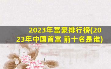 2023年富豪排行榜(2023年中国首富 前十名是谁)